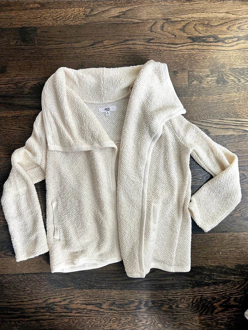 JACK by BB DAKOTA Open Front Knit Cardigan in White Size Small